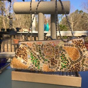 Vintage beaded night purse with shoulder chain